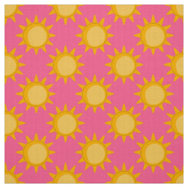 Tissu Dessin de motif de soleil sur fond rose (Échantillon)