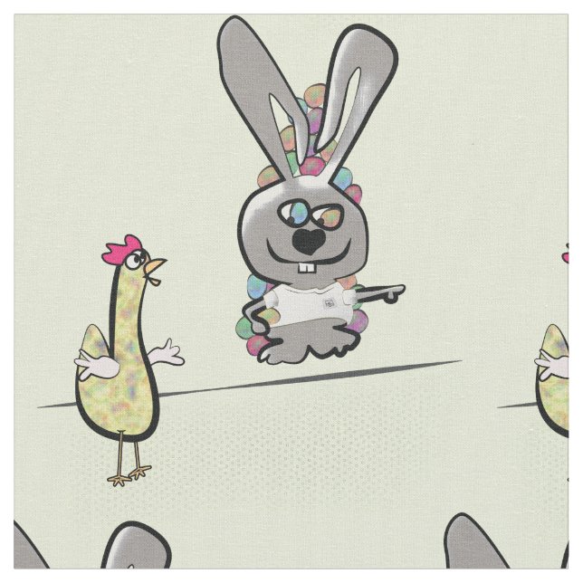 Tissu Dessin de Pâques lapin et poulet (Fermer)
