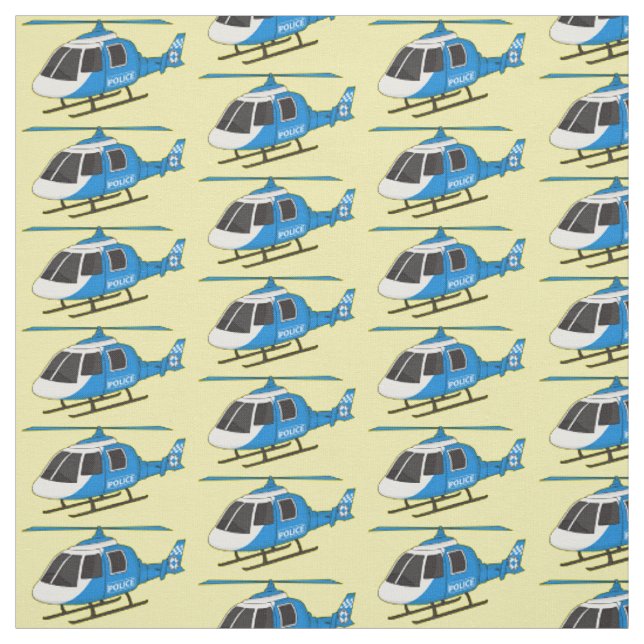 Tissu Dessin d'hélicoptère du service de police mignon (Échantillon)