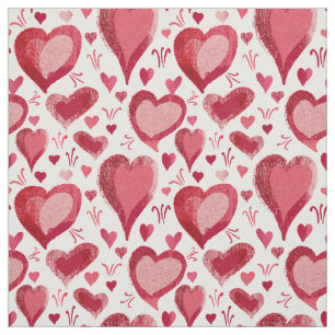 Tissu Dessin du Motif des Coeurs rouges et roses
