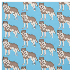 Tissu dessin humoristique sibérien husky