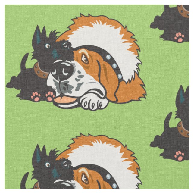 Tissu dessin Saint Bernard et Scottish Terrier dogs Fa (Fermer)