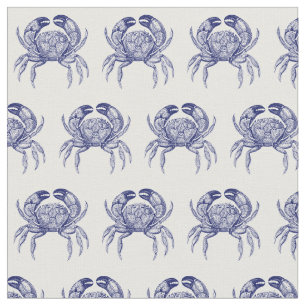 Tissu Dessin vintage de crabe bleu no 1