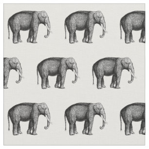 Tissu Dessin Vintage d'Éléphant