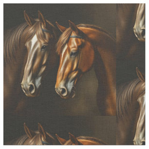Tissu Deux Beaux Chevaux Qui Se Cuddoulent