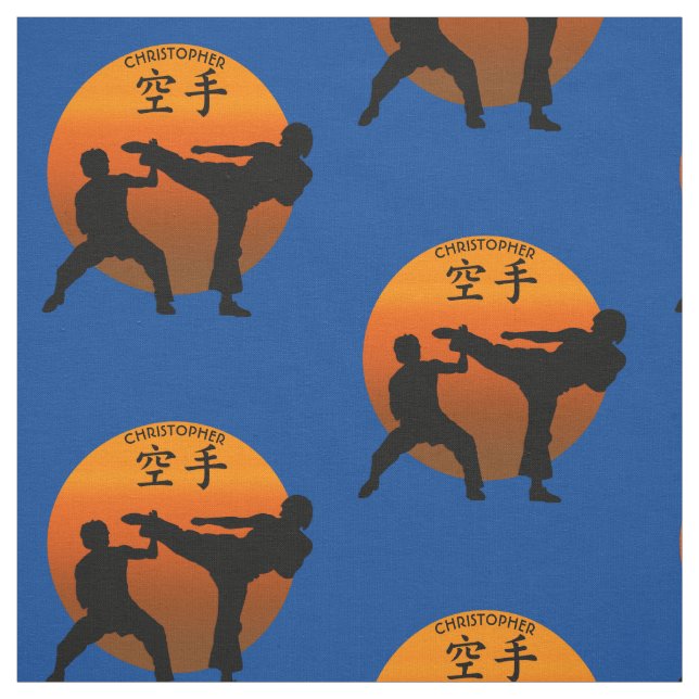 Tissu Deux combattants de karaté avec Soleil Levant (Échantillon)