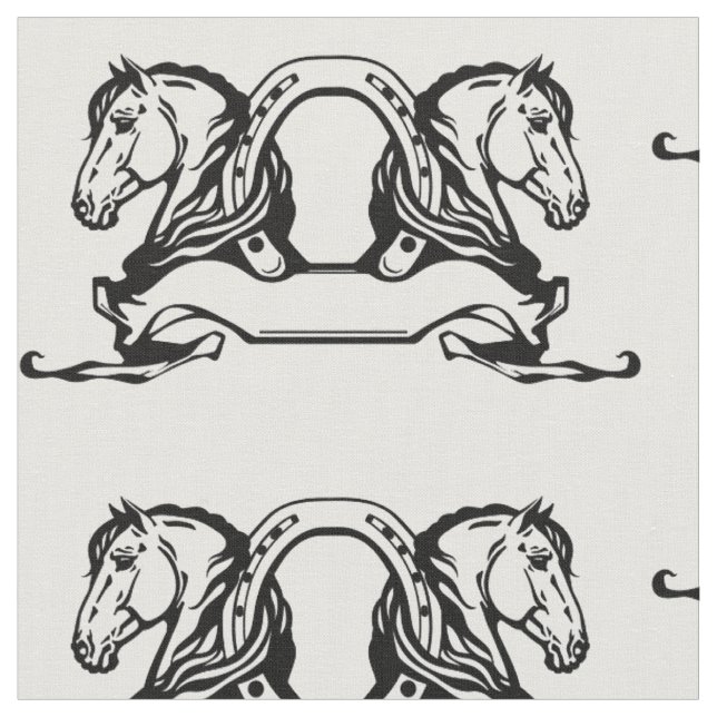 Tissu deux têtes de chevaux et de fer à cheval (Fermer)