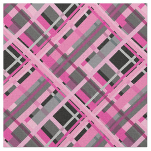 Tissu Diagonale rose, grise et noire