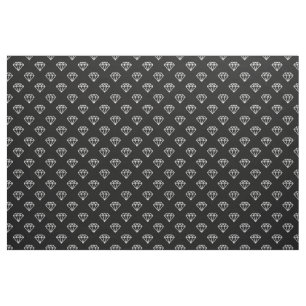 Tissu Diamant - Blanc sur Noir