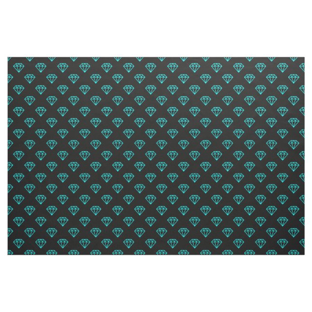 Tissu Diamant - Cyan sur Noir (Yard)