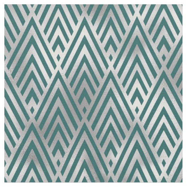 Tissu Diamant de ligne géométrique Art Déco Turquoise Ar (Fermer)