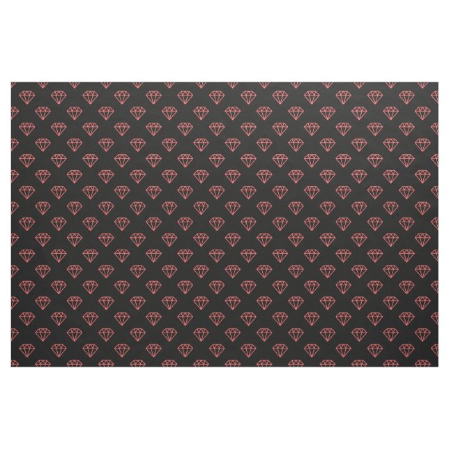 Tissu Diamant - rose tropicale sur noir (Yard)