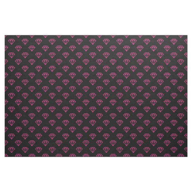 Tissu Diamant - Rose vif sur fond noir (Yard)