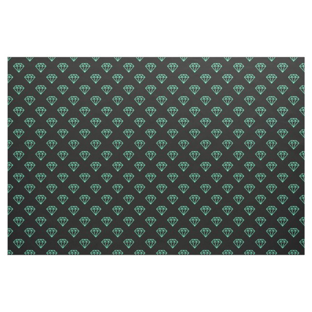 Tissu Diamant - Turquoise sur Noir (Yard)