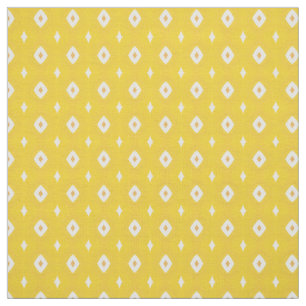 Tissu Diamants blancs jaunes Motif géométrique