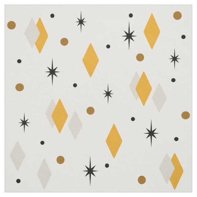 Tissu Diamants de l'âge de l'espace gris orange blanc (Échantillon)