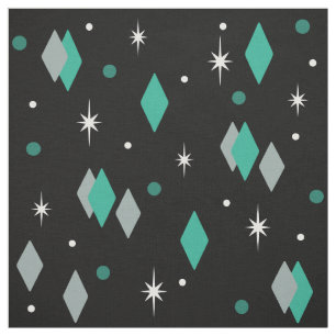 Tissu Diamants de l'âge spatial Turquoise Noir