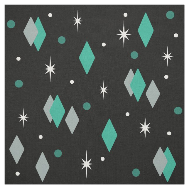 Tissu Diamants de l'âge spatial Turquoise Noir (Échantillon)