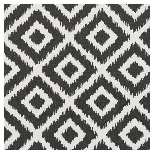 Tissu Diamants d'Ikat noir et blanc (Fermer)