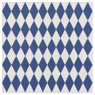 Tissu Diamants Harlequin Blanc et Bleu Marine