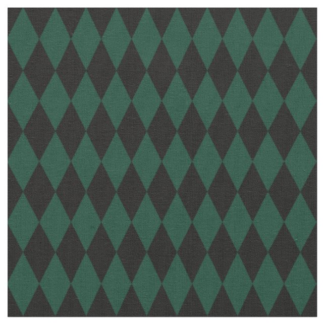 Tissu Diamants Harlequin Noir & Vert Foncé (Fermer)