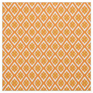Tissu Diamants médiévaux - mandarin orange et blanc