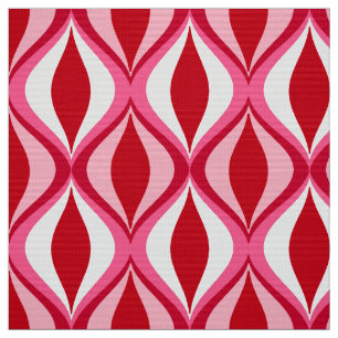 Tissu Diamants modernes du milieu du siècle, rouge, ros