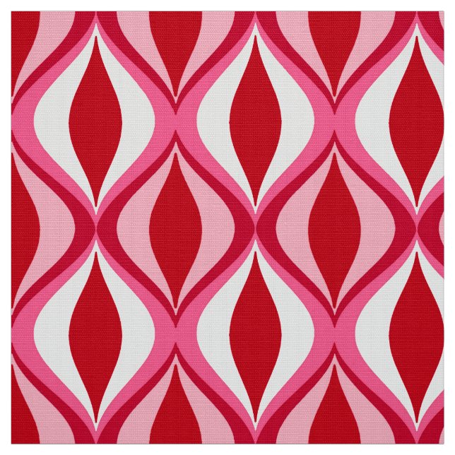 Tissu Diamants modernes du milieu du siècle, rouge, rose (Échantillon)