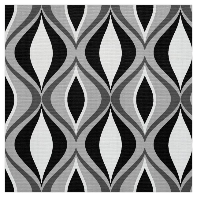 Tissu Diamants modernes, noir, blanc et gris de la (Échantillon)