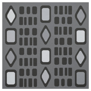 Tissu Diamants rétro Rectangles gris noir