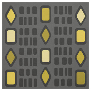 Tissu Diamants rétro rectangles noir ocre