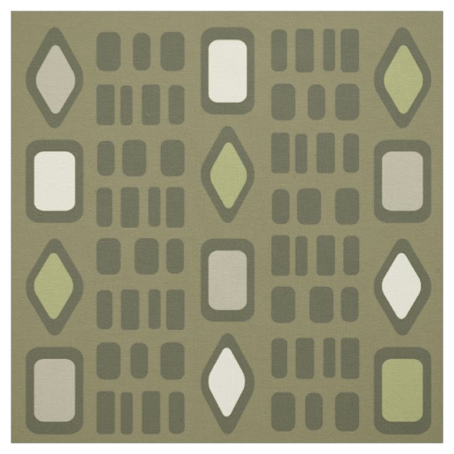 Tissu Diamants Rétro Rectangles Vert Olive (Échantillon)