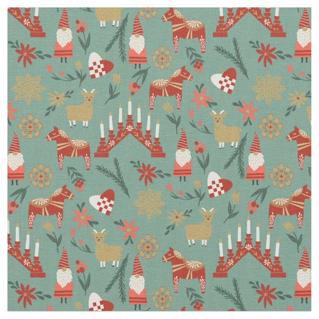 Tissu Dieu de Noël Scandi Jul Folk (Fermer)