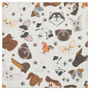 Tissu Différents chiens de races motif