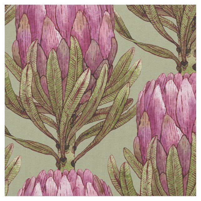 Tissu d'illustration d'usine de fleur de Protea (Fermer)