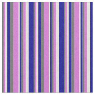 Tissu Dim Grey, Orchidée, Cyan clair et lignes bleues fo