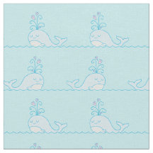 Tissu d'impression de baleine bleu clair