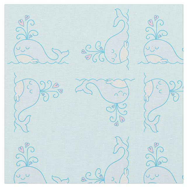 Tissu d'impression de baleine bleu clair (Fermer)