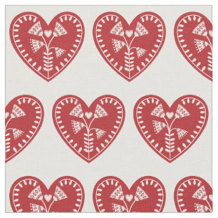 Tissu d'impression de coeur rouge scandinave