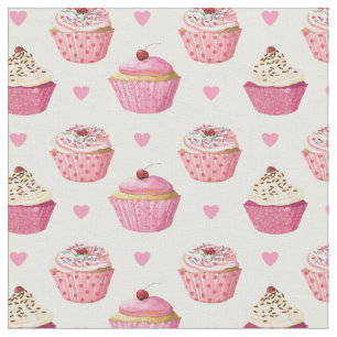 Tissu d'impression de petits gâteaux roses