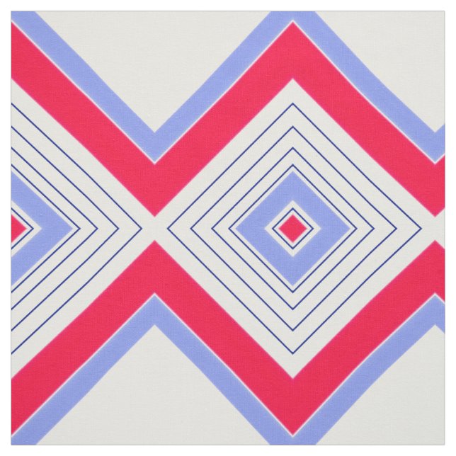 Tissu d'impression moderne bleu rouge et blanc (Échantillon)