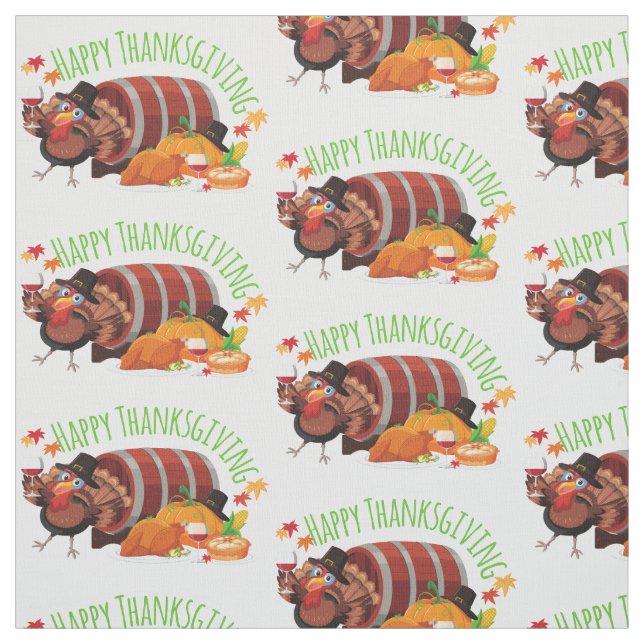 Tissu dinde ivre bon thanksgiving (Échantillon)