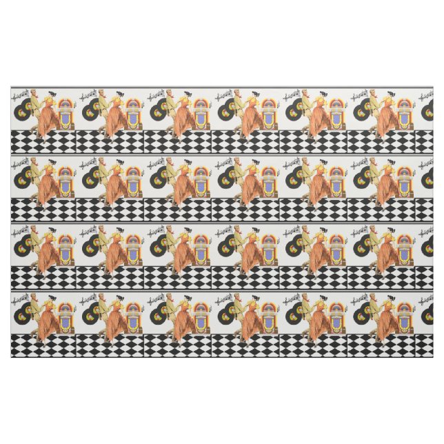 Tissu Diner's Juke Box Records Couple Dancing (Fat Quarter)