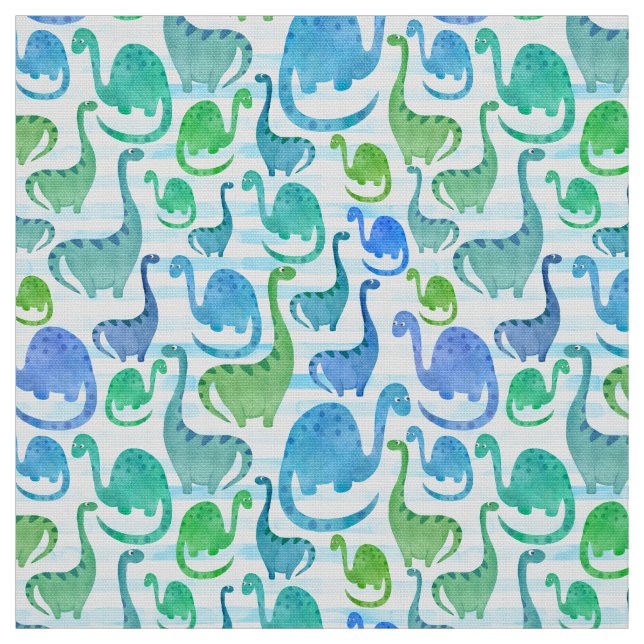 Tissu Dino Stripe Aquarelle Dinosaures Adorable (Échantillon)