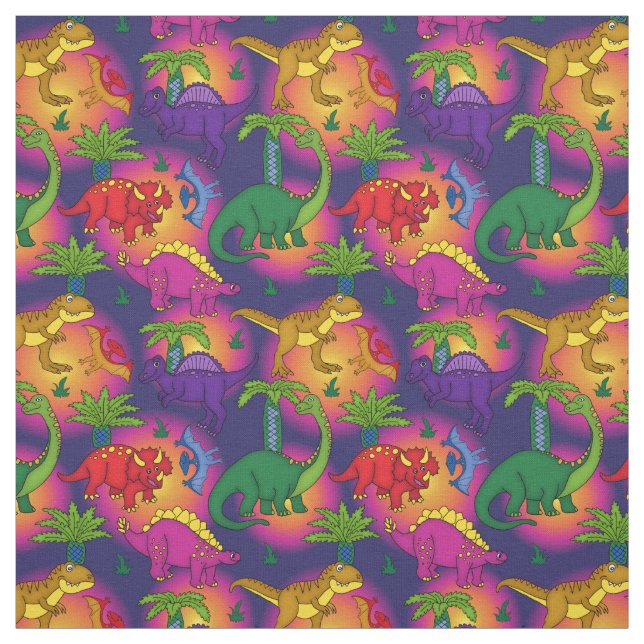 Tissu Dinosaure couleur Motif mignon Dinosaur (Échantillon)