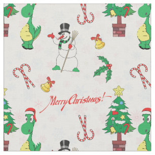 Tissu dinosaure de Noël et bonhomme de neige