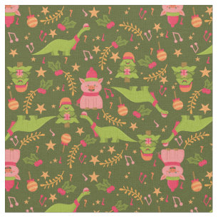 Tissu Dinosaure de Noël pisse père Noël
