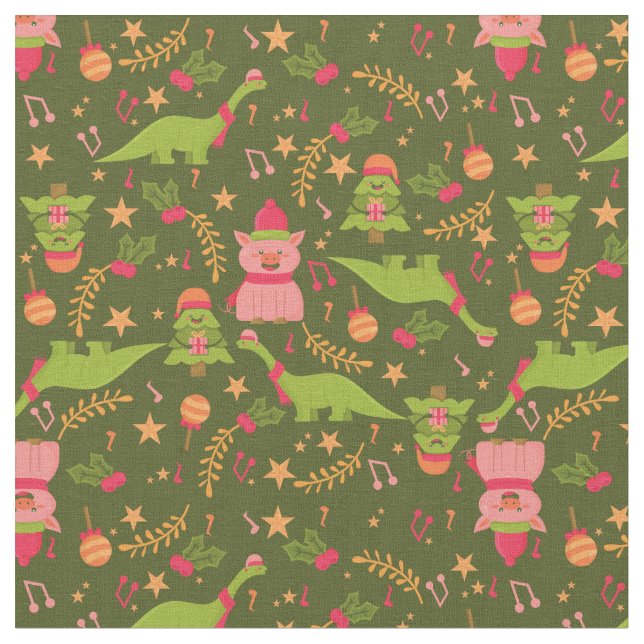 Tissu Dinosaure de Noël pisse père Noël (Fermer)