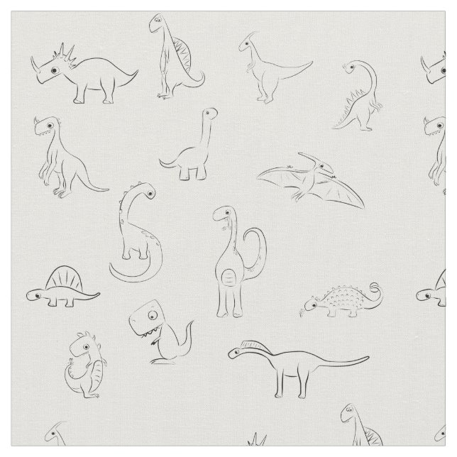 Tissu Dinosaure dinosaure noir blanc motif (Fermer)