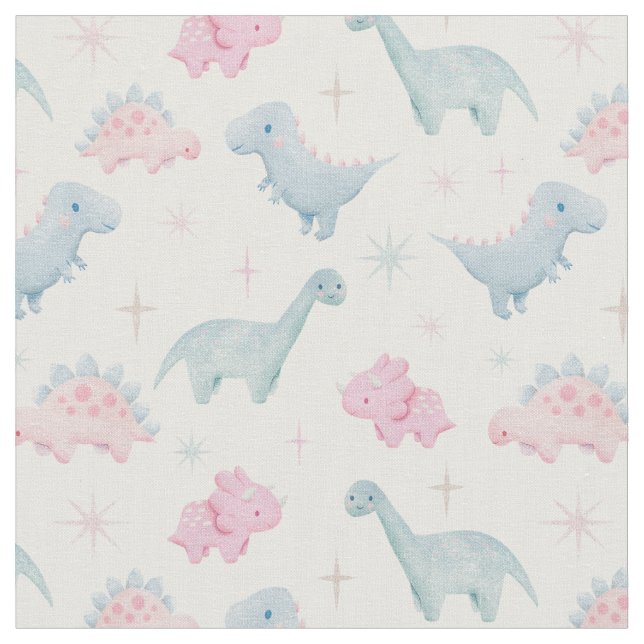 Tissu Dinosaure rose Motif Enfants (Fermer)